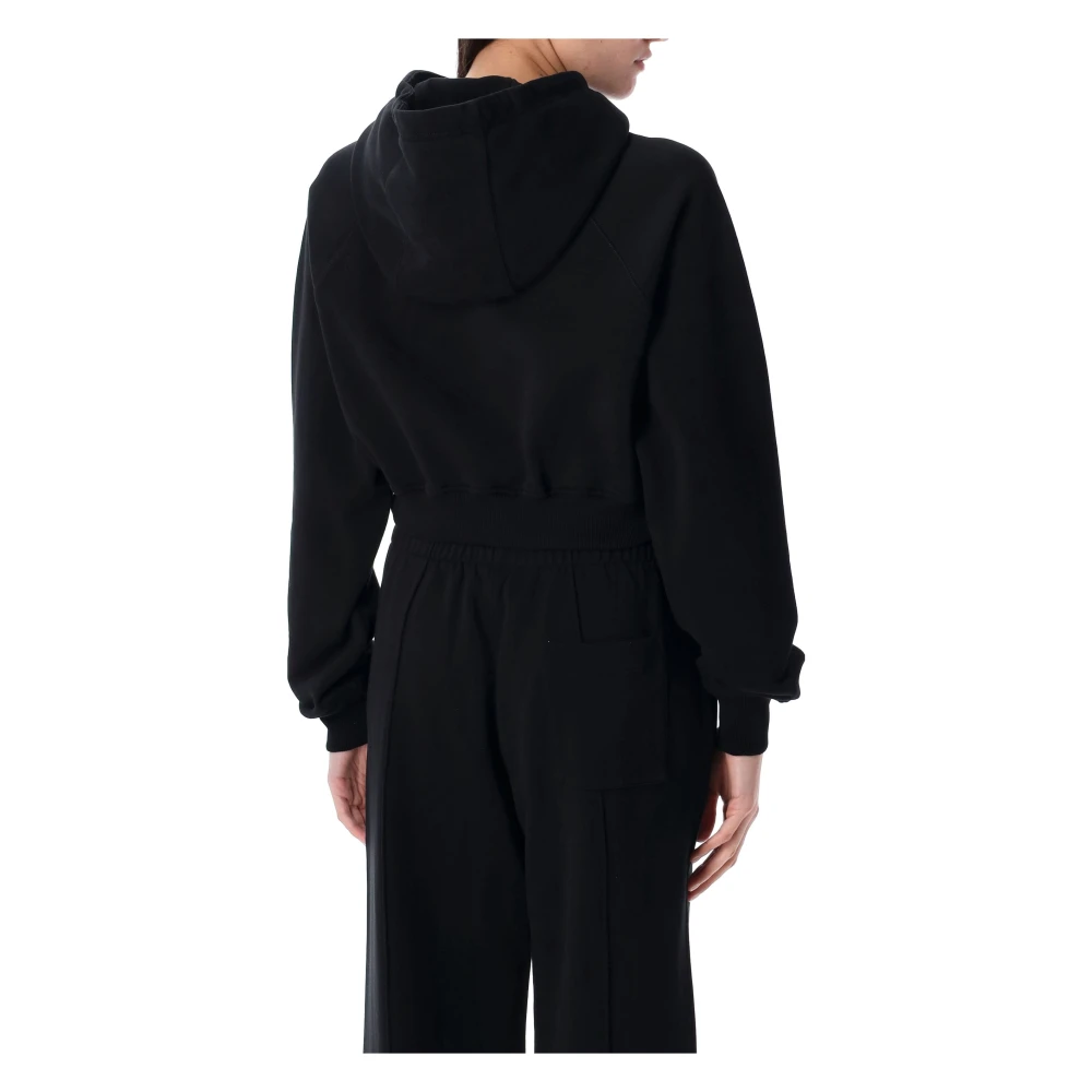 Casablanca Zwart Gebreide Kleding Pearl Diamond Cropped Hoodie Black Dames