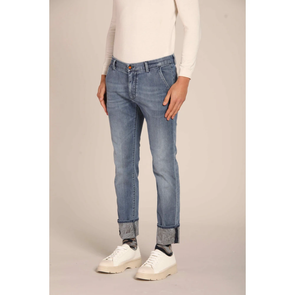 Mason's Jungle Print Slim Fit Denim Jeans Blue Heren
