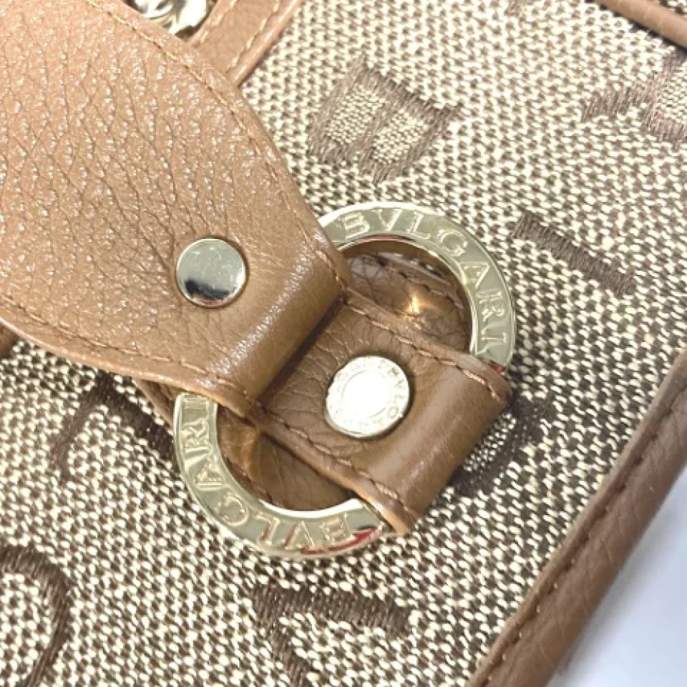 Bvlgari Vintage Pre-owned Leather shoulder-bags Beige Dames
