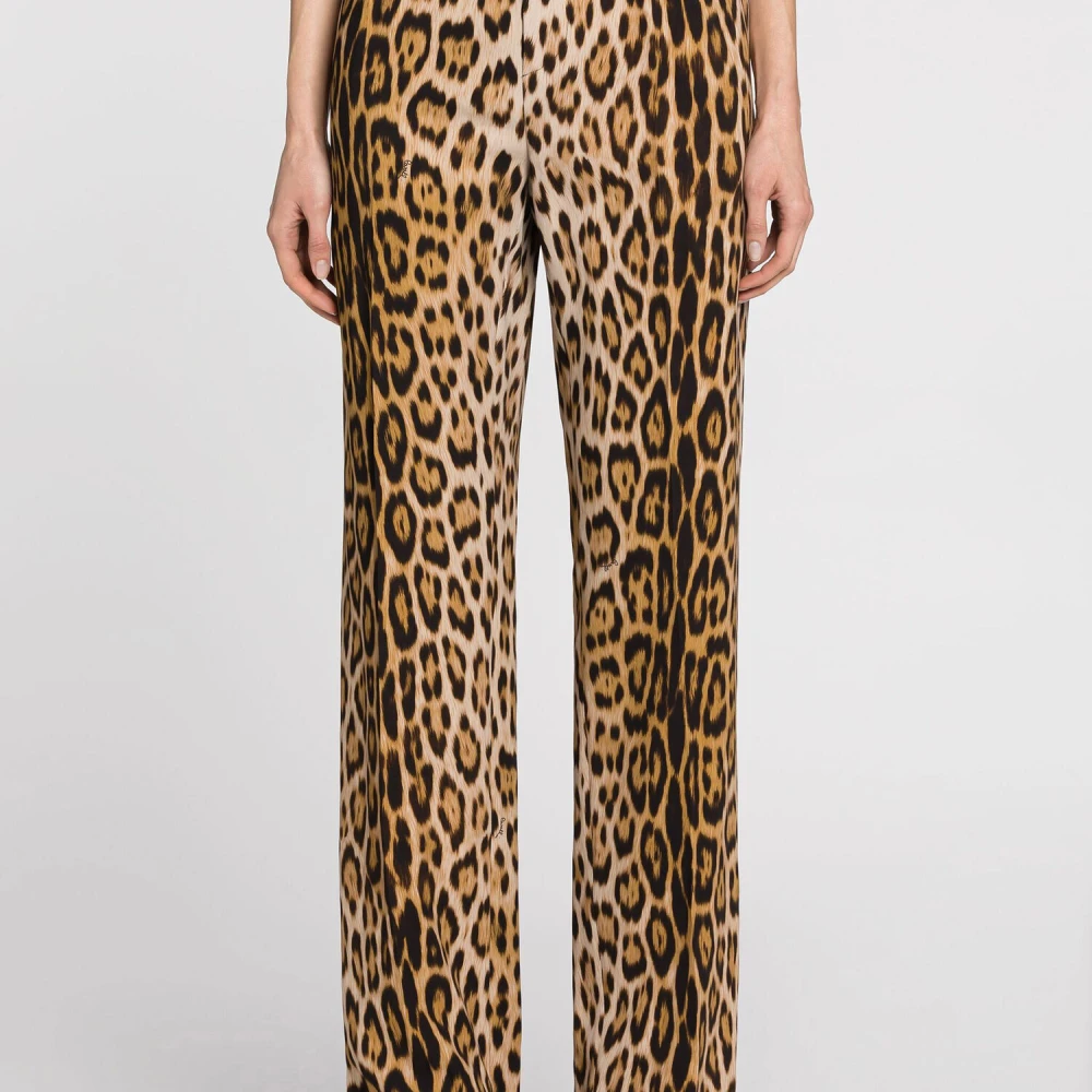 Roberto Cavalli Jaguar-Print Hoge Taille Broek Brown Dames
