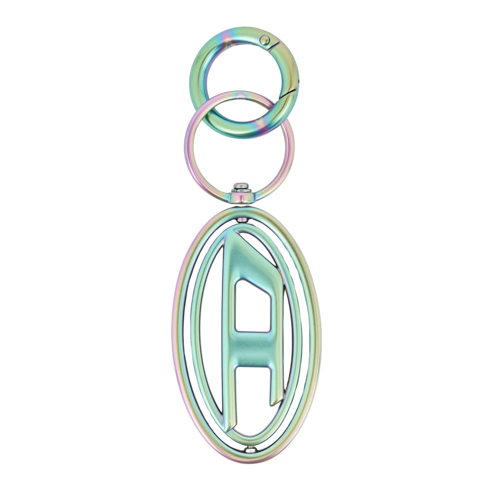 Diesel Iridescent Zink Sleutelhanger met Beweegbaar Logo Green Unisex