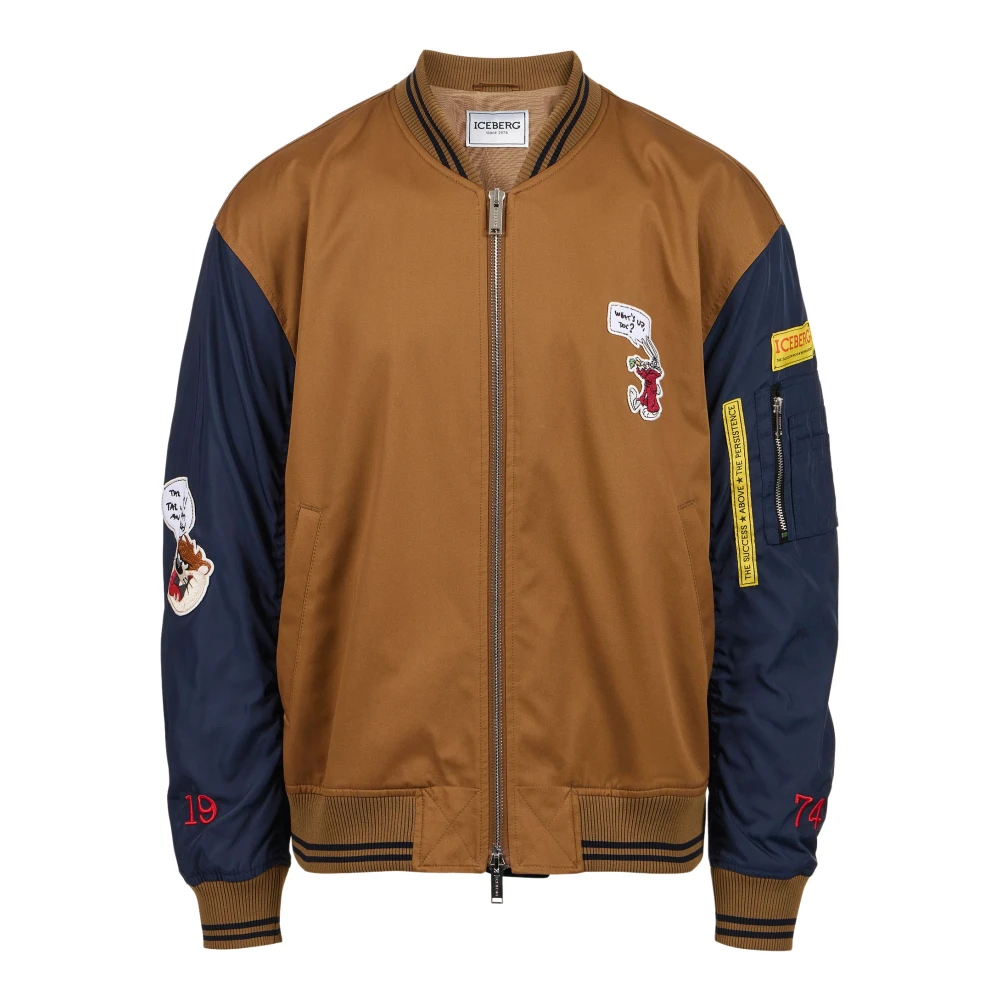 Iceberg Bruin en blauw regular fit jack in keperstof met contrasterende mouwen Multicolor Heren