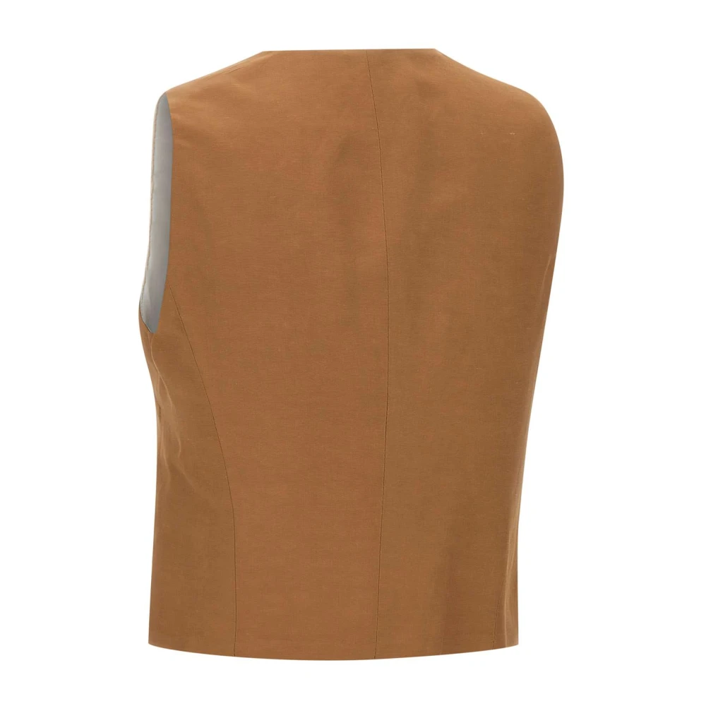 Kaos Bruine Linnen en Viscose Gilet Jas Brown Dames
