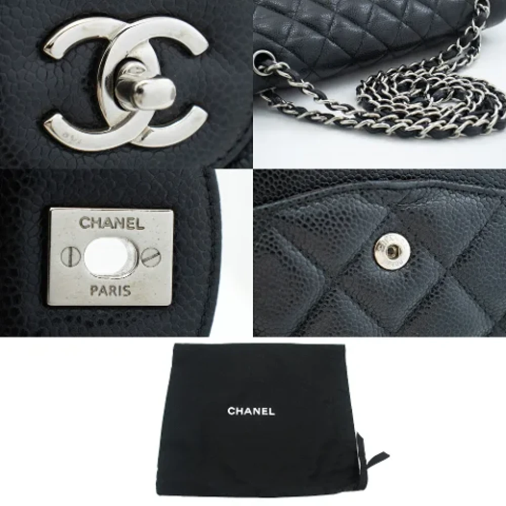 Chanel Vintage Tweedehands Zwarte Leren Chanel Schoudertas Black Dames