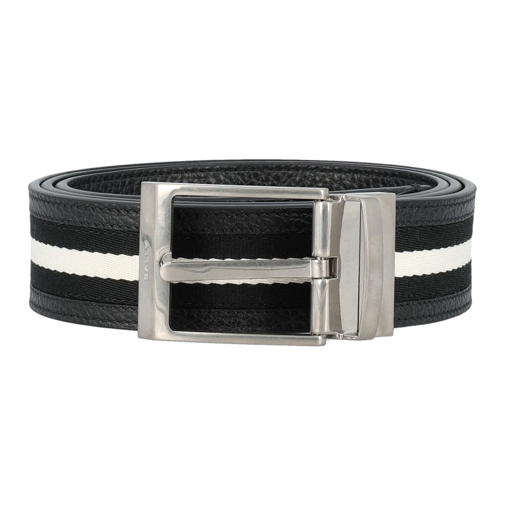 Bally Grained Leather and Fabric Belt Multicolor Heren