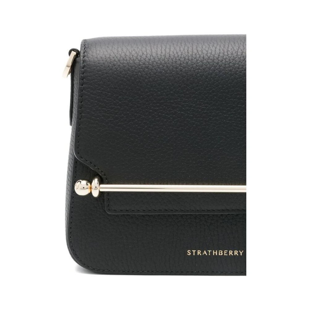 Strathberry Zwarte Schoudertas met Omslag en Magneetsluiting Black Dames