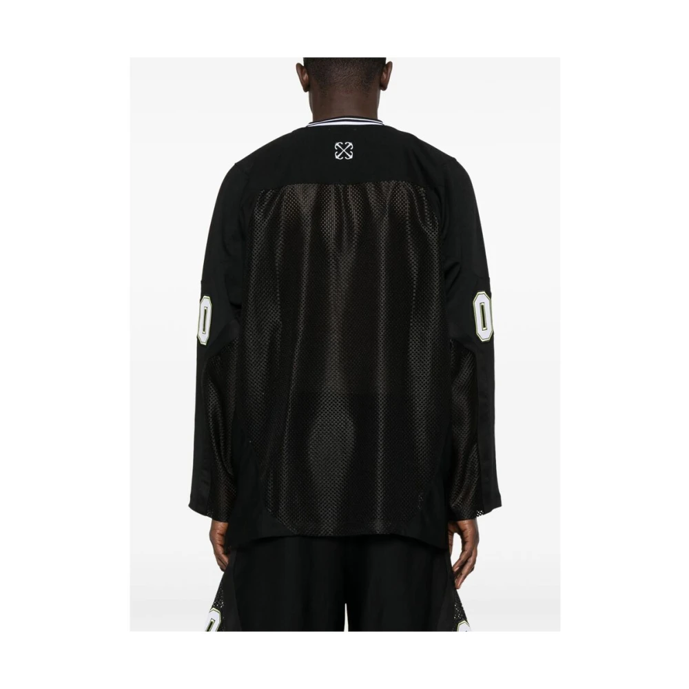 Off White Zwarte Lace-Up Sweater met Nummer Patch Black Heren