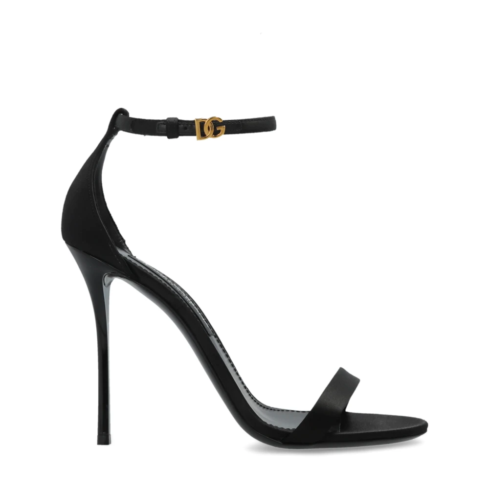 Dolce & Gabbana Vrouw Zwart Schoenen Dames, 39 Eu, Leer, Sandalen Met Hak