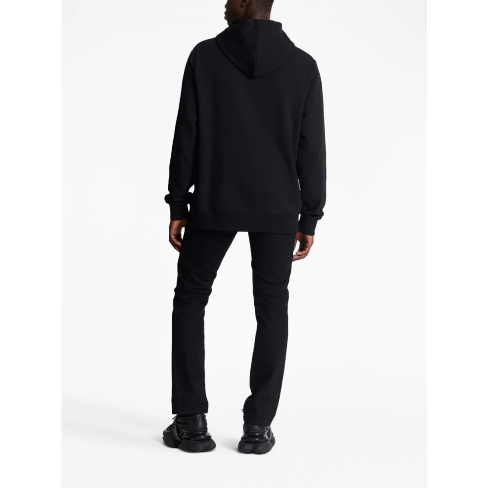 Balmain Iconische Zwarte Katoenen Hoodie Aw24 Black Heren