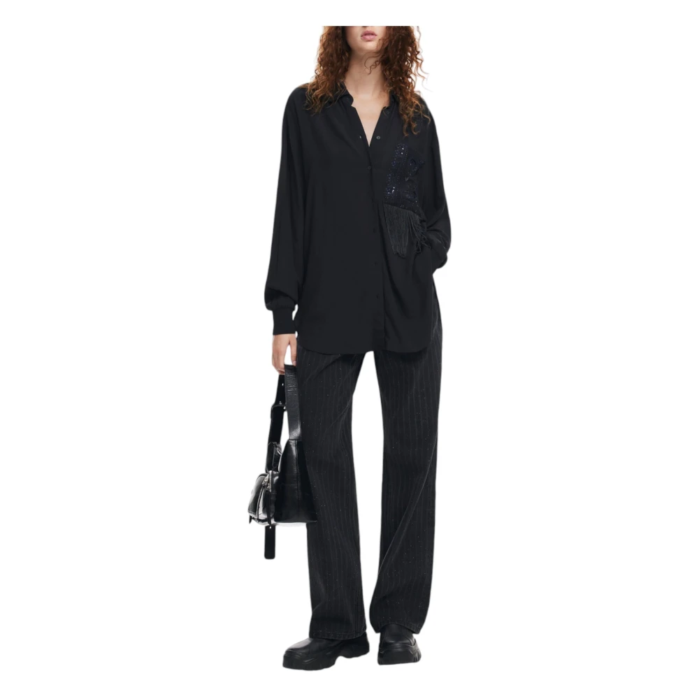Desigual Zwarte Geknoopte Damesoverhemd Black Dames