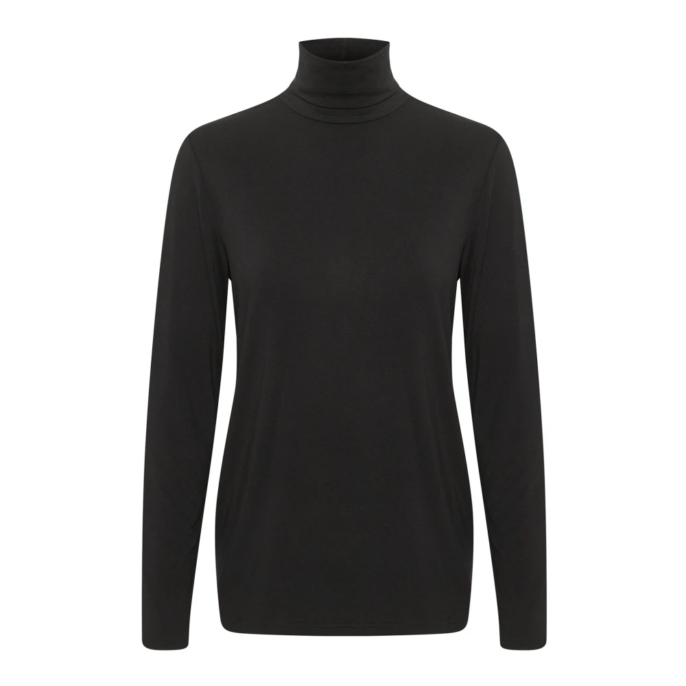 Saint Tropez Rollneck Top & T-Shirt Zwart Black Dames