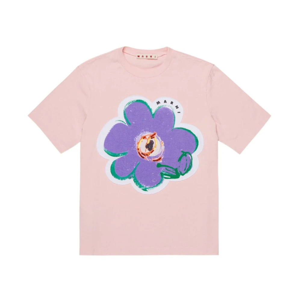 Marni , Kids Short Sleeve T-Shirts, Female, Pink, 4 Y, Maglietta Girocollo Manica Corta