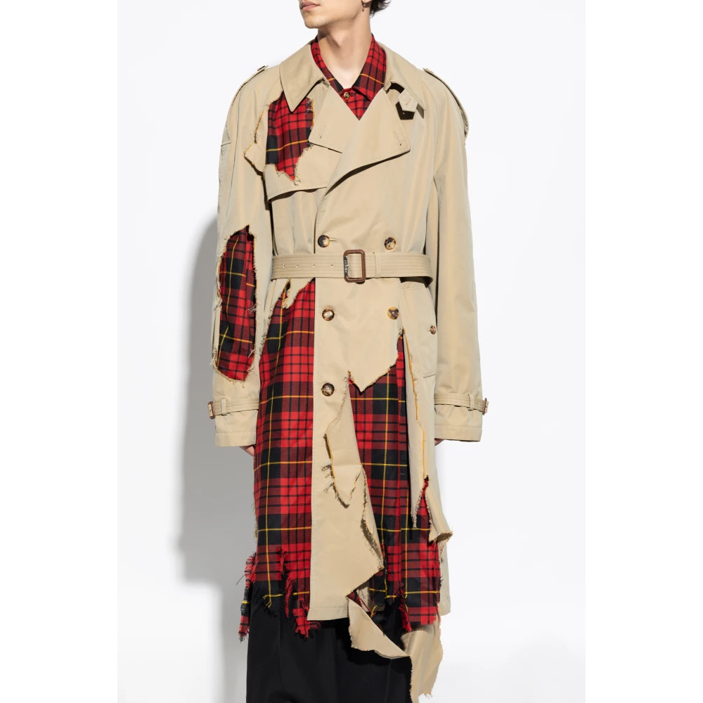 alexander mcqueen Trenchcoat met wollen inzetstukken Red Heren