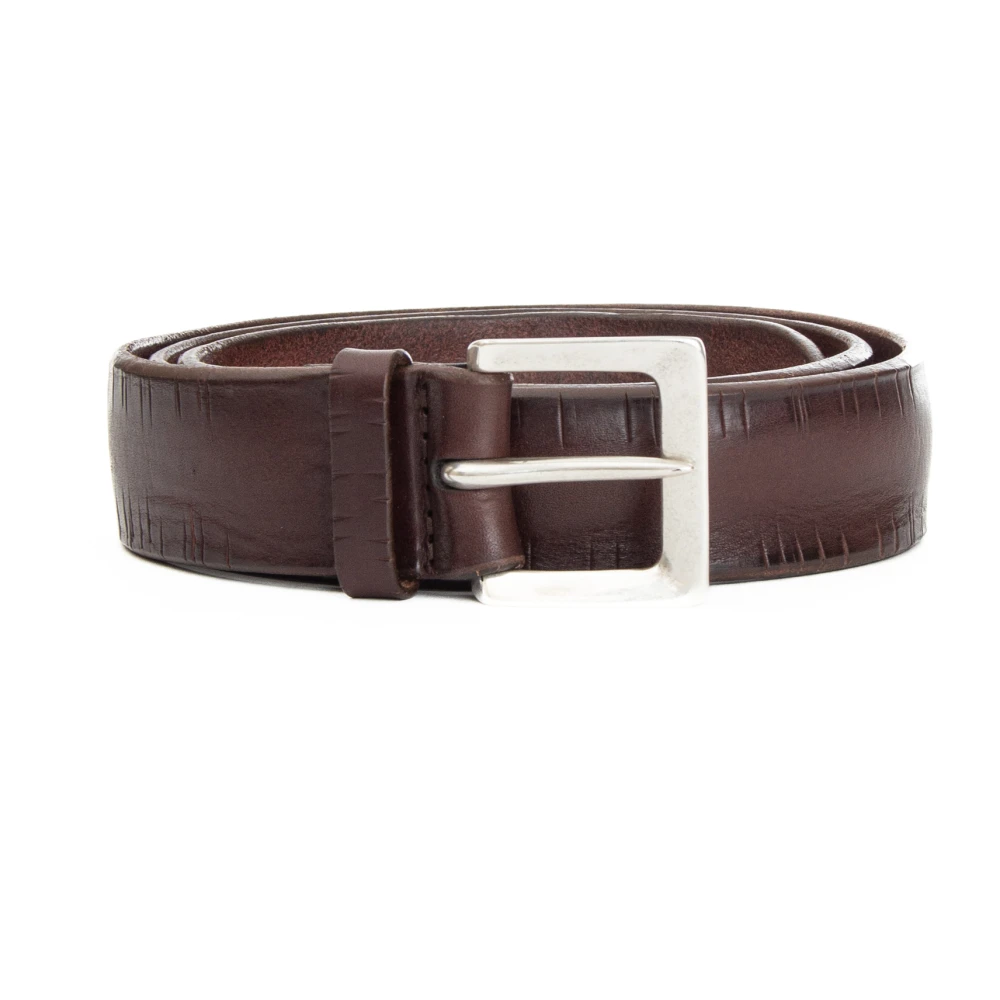 Orciani Bruin Leren Riem Laser Gesneden Brown Dames