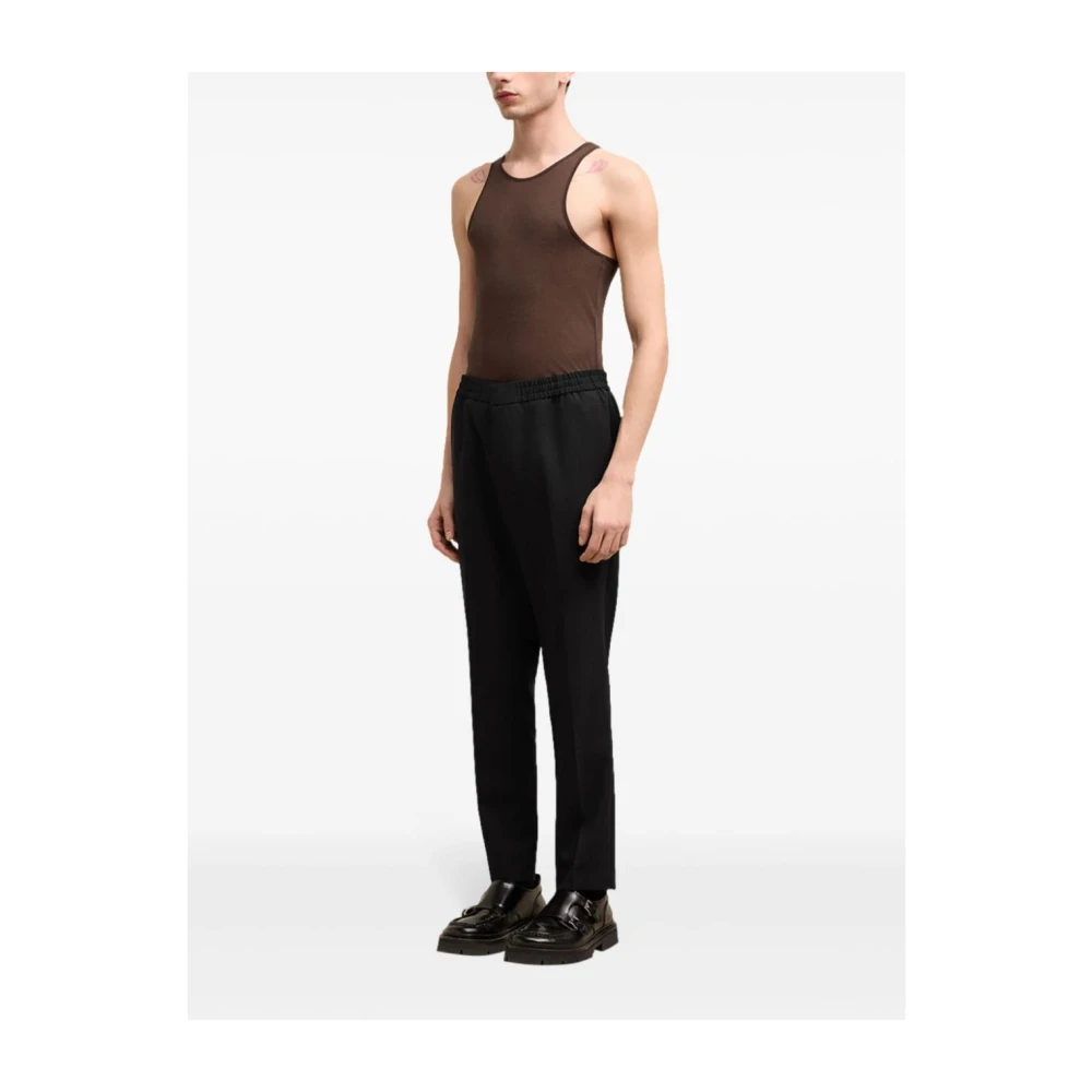 Ami Paris Wollen Straight-Cut Broek Black Heren