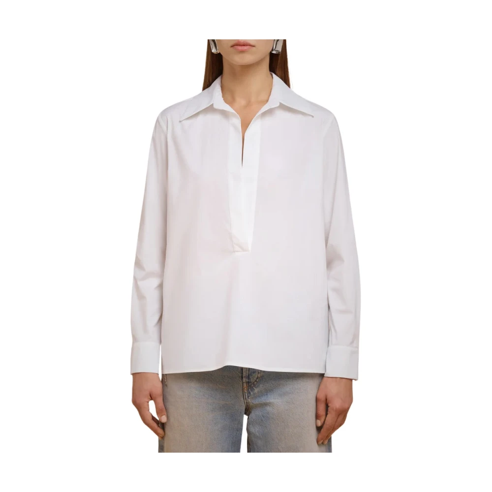 Liviana Conti Katoenen Diepe V-Hals Blouse White Dames