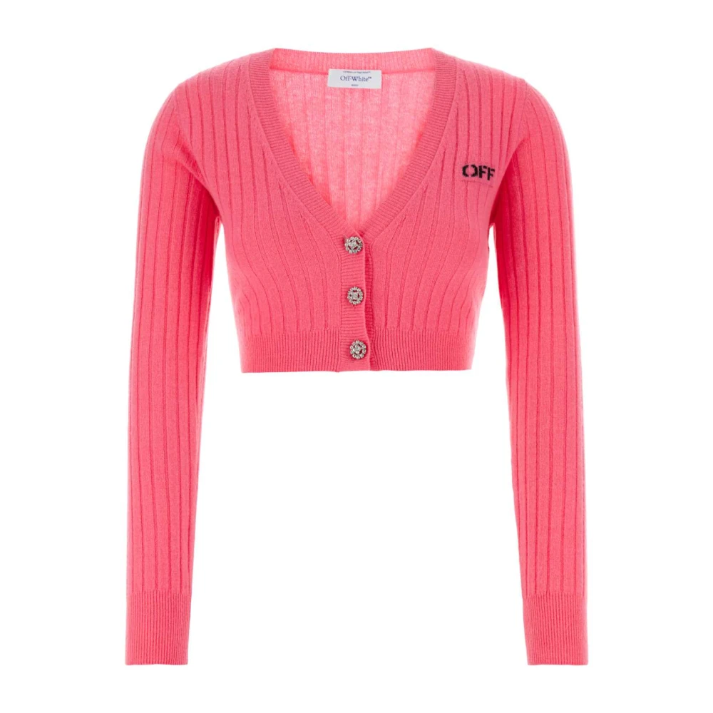 Off White Fuchsia Wool Blend Cardigan Pink Dames