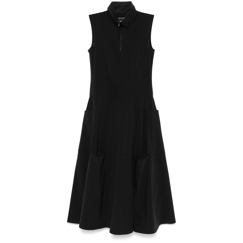 Y-3 Zwarte Mouwloze Jurk met Zakken Black Dames
