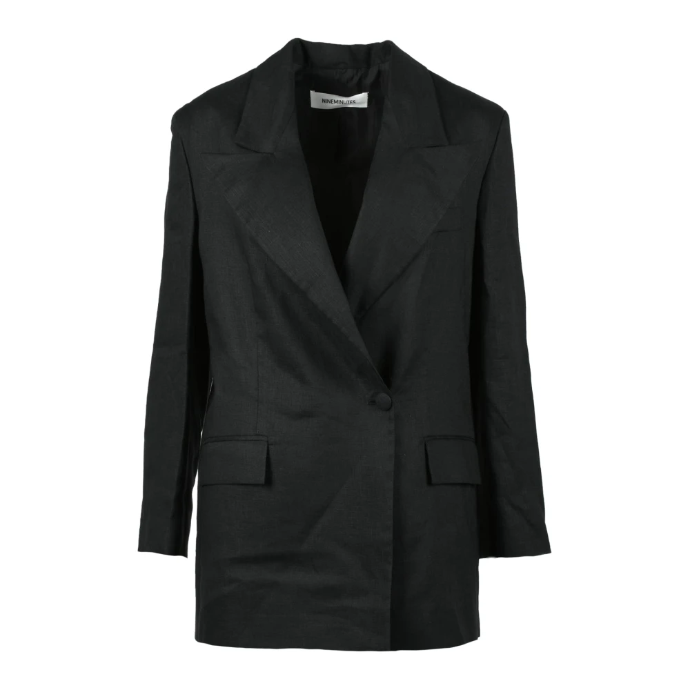 Nineminutes Linnen dubbelrij blazer Beige Dames