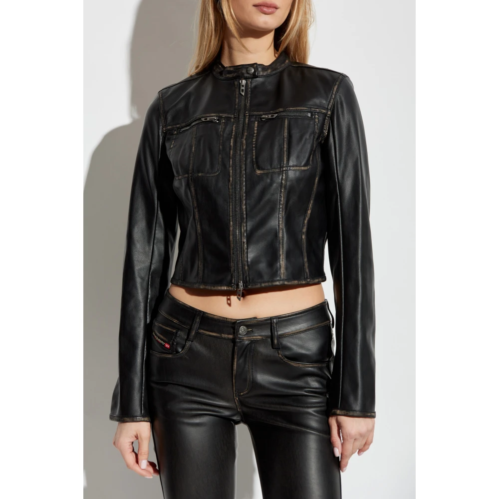 Diesel Nep lederen jas Black Dames