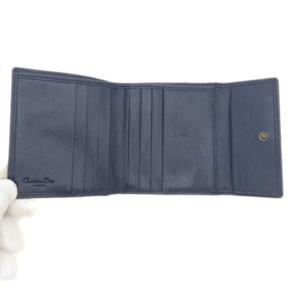 Dior Vintage Pre-owned Leather wallets Blue Dames