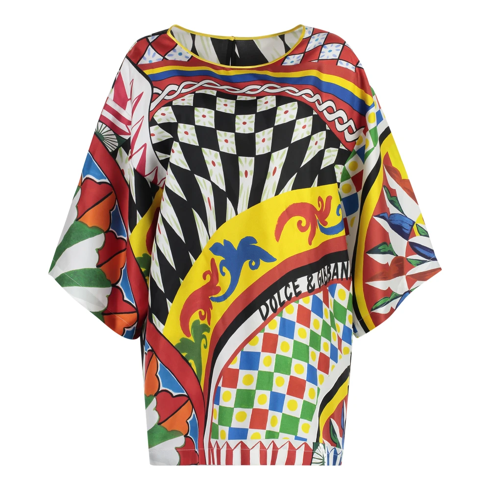 Dolce & Gabbana Zijden blouse met Carretto-print Multicolor Dames