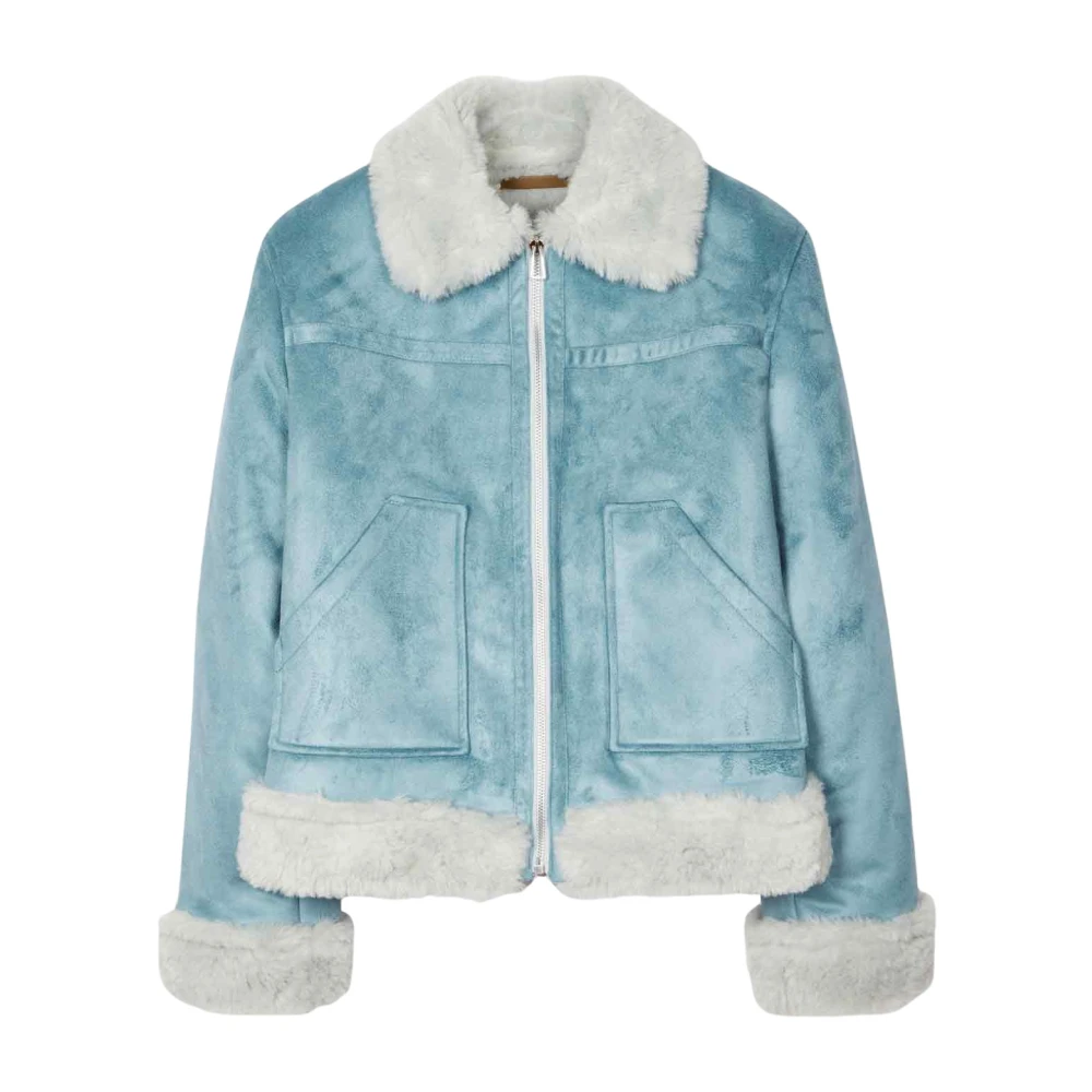 PS By Paul Smith Korte faux shearling jas met rits Blue Dames