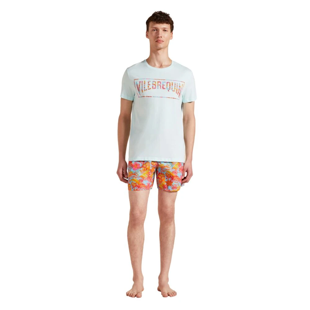 Vilebrequin Tahiti Flowers Heren T-shirt Blue Heren