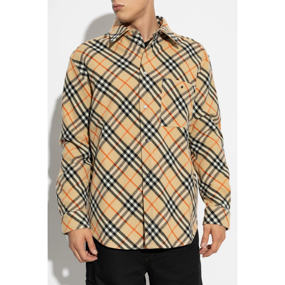 Burberry Overhemd met ruitpatroon Beige Heren