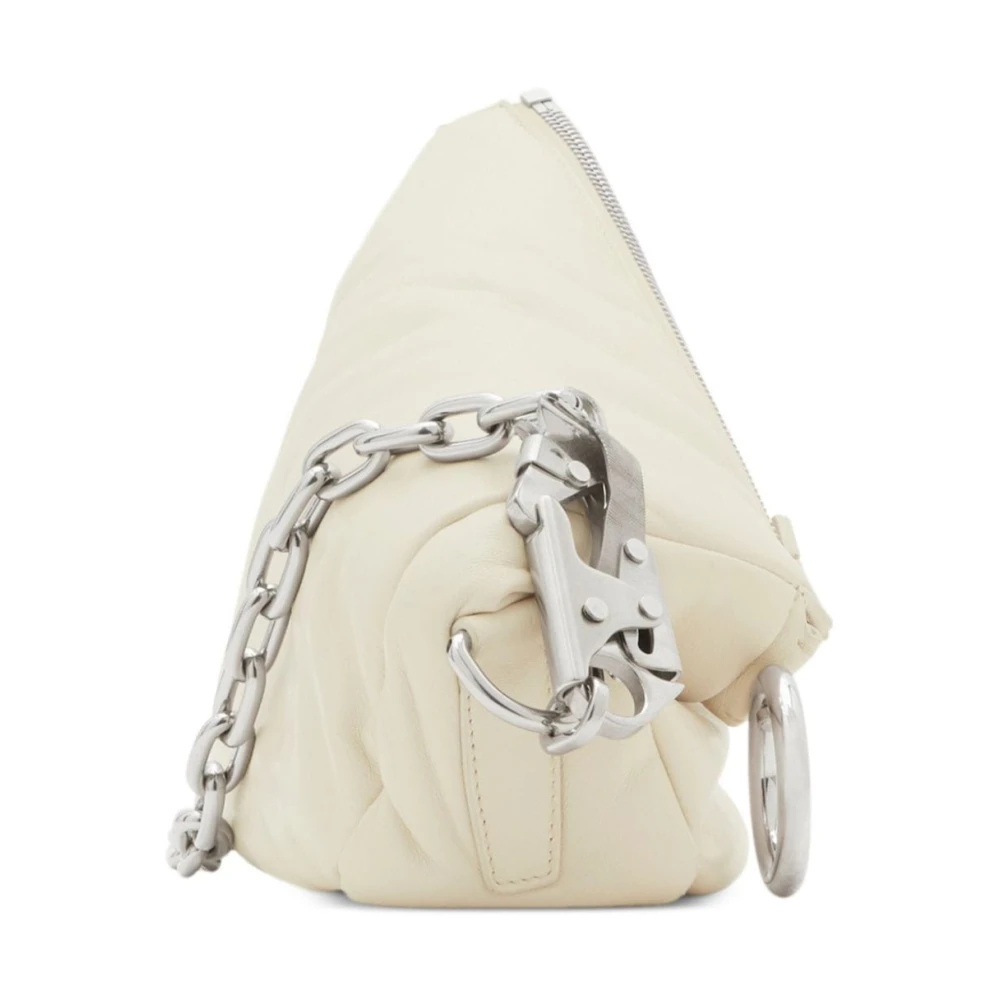 Burberry Witte Schoudertas van Lamsvacht met Ringversiering Beige Dames