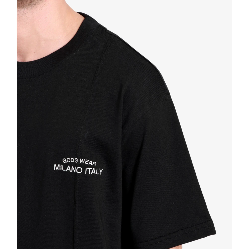 Gcds Geborduurd Crew-neck T-shirt met Logo Black Heren