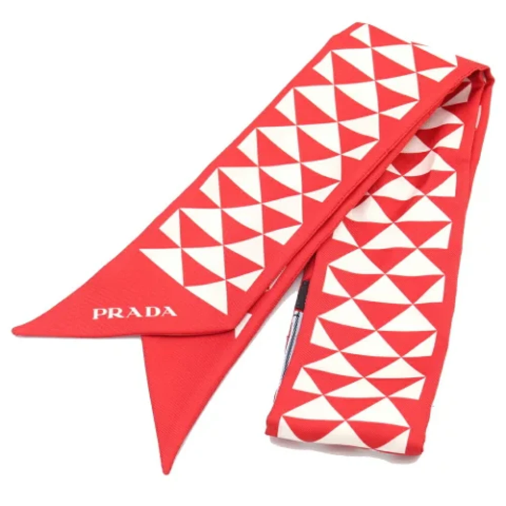 Prada Vintage Pre-owned Silk scarves Red Dames