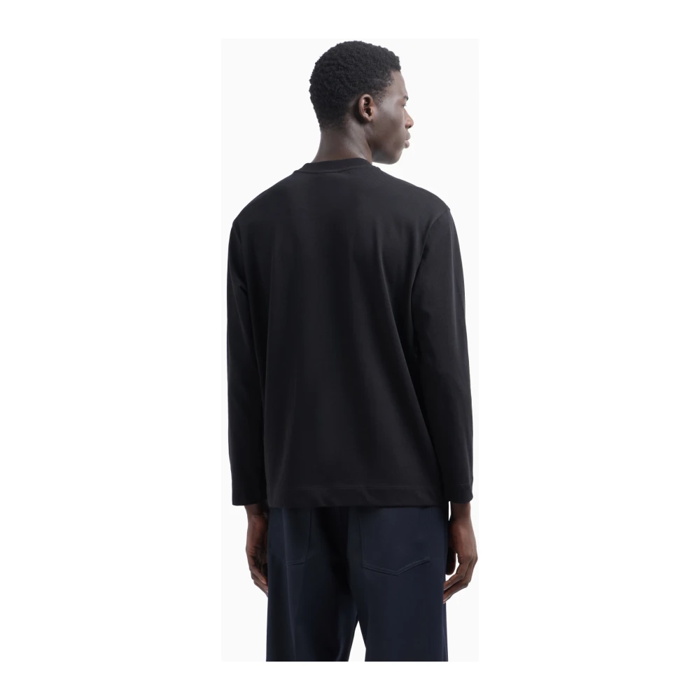 Emporio Armani Katoenen Logo Geborduurd Crewneck T-shirt Black Heren