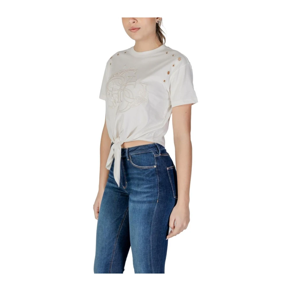 Guess Korte mouwen katoenen T-shirt collectie Beige Dames