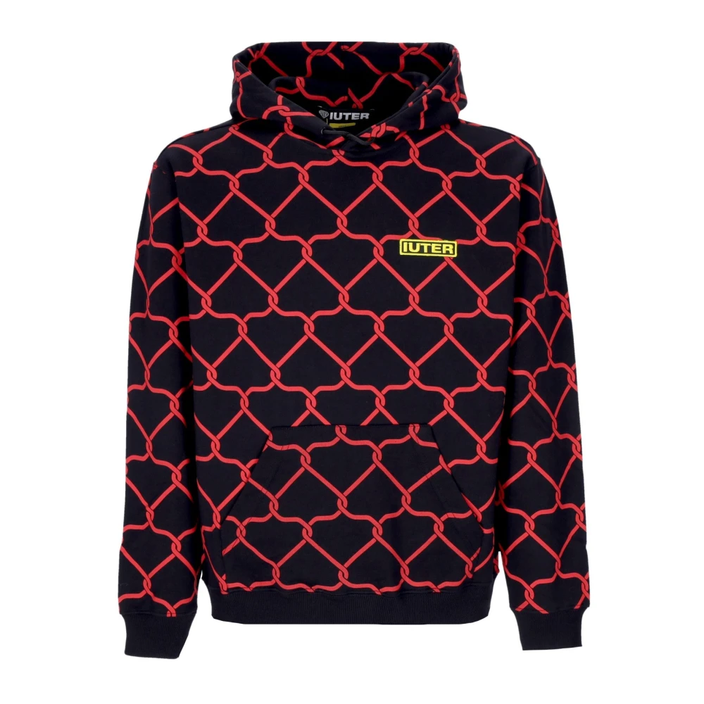 Iuter Zwarte Net Hoodie All Over Print Multicolor Heren
