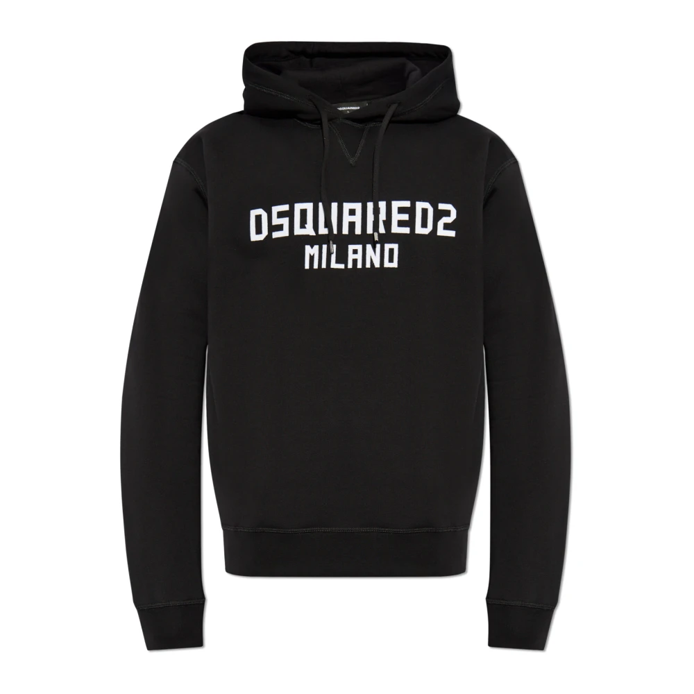 Dsquared2 Sweatshirt met logo en fluwelen afwerking Black Heren