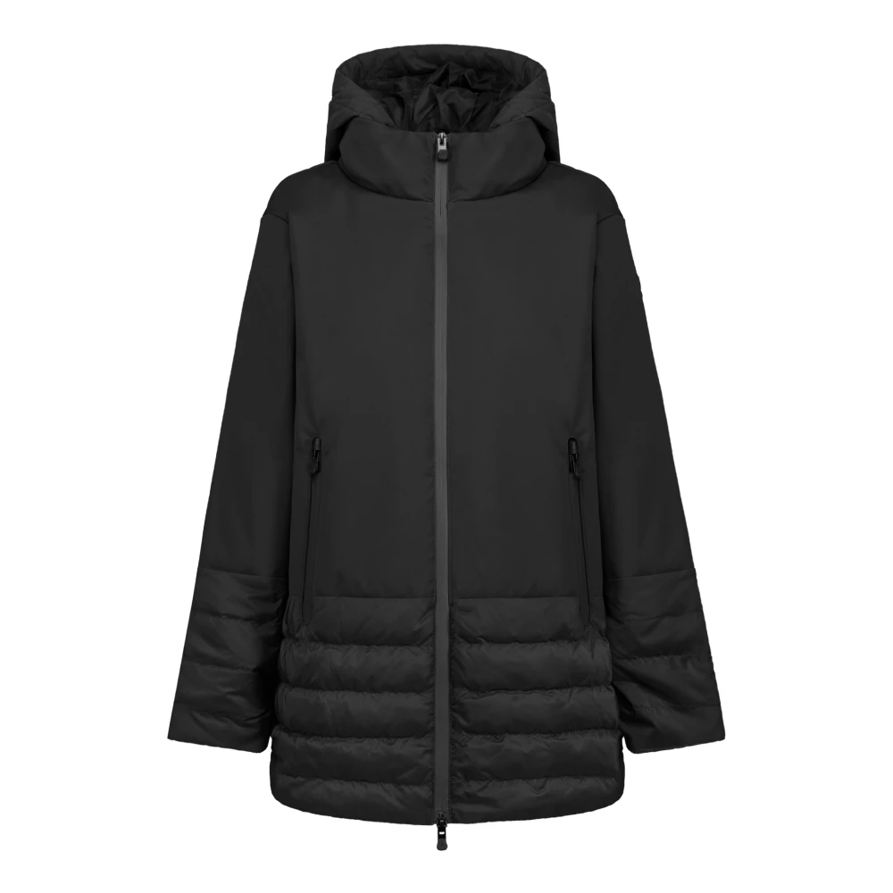 People of Shibuya Korte Parka van Mat Polyester Black Dames