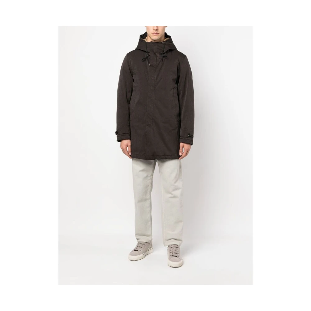 Ten C Bruine Katoenen Hoodie Jas Brown Heren