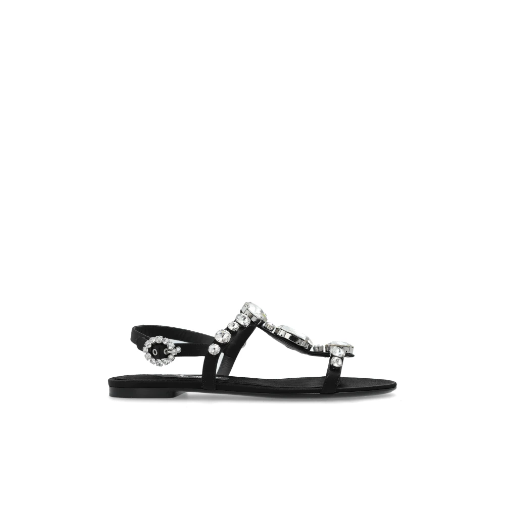 Dolce & Gabbana Vrouw Zwart Schoenen Dames, 40 Eu, Sandalen Met Decoratieve Afwerking