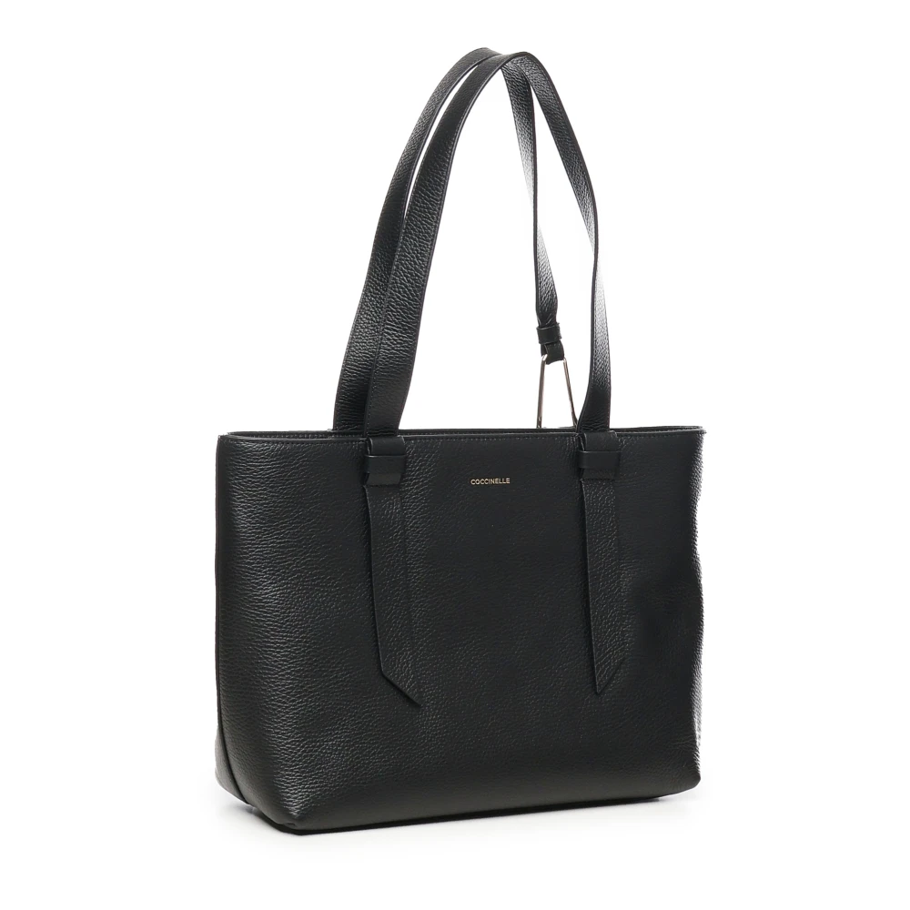Coccinelle Zwarte leren schoudertas met rits Black Dames