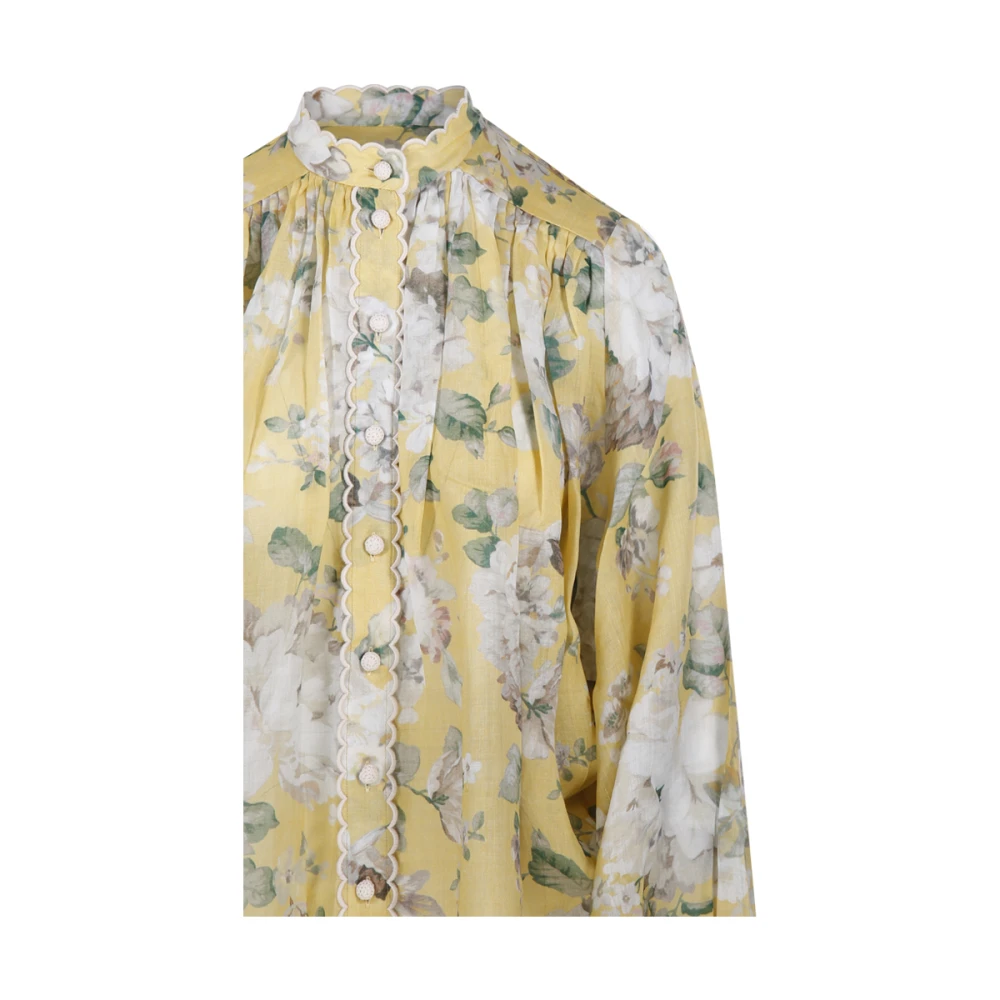 Zimmermann Gele Bloemen Scalloped Blouse Yellow Dames