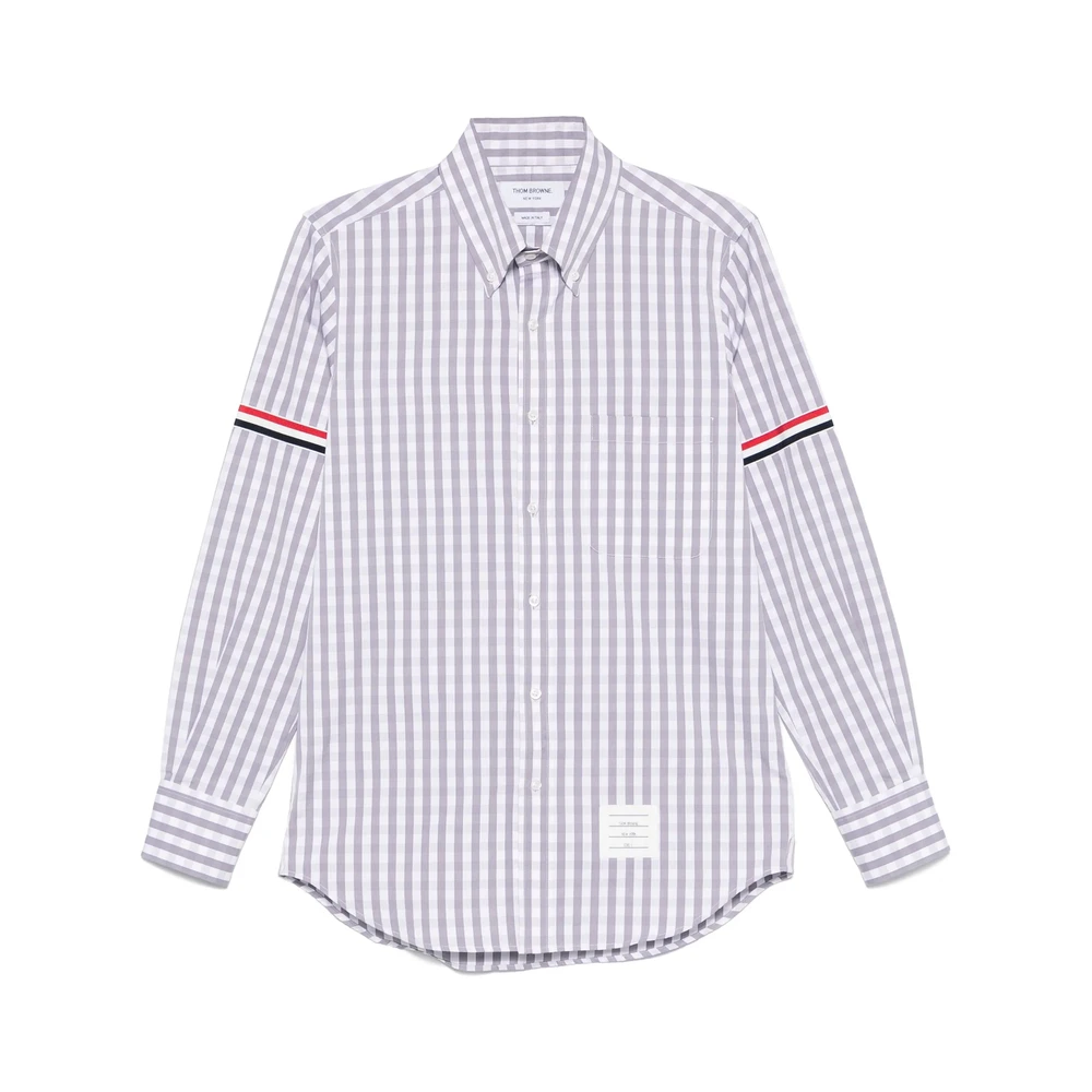 Thom Browne Men's Grey Button-Up Shirt With Chest Pocket