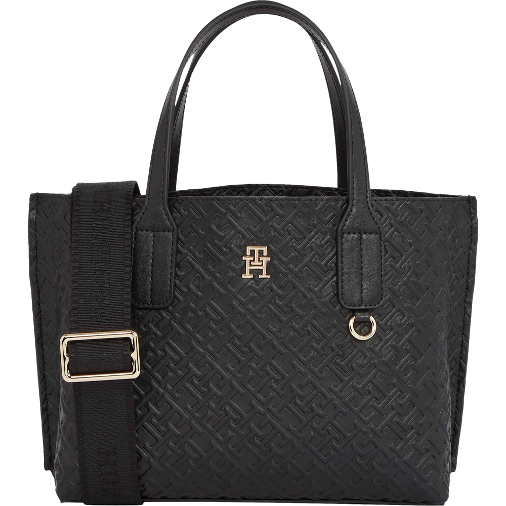 Tommy Hilfiger Stijlvol Monogram Handtas Black Dames
