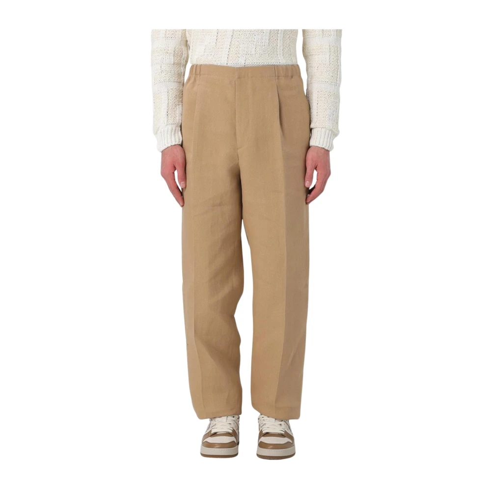 Fendi Men's Beige Casual Tobacco Trousers - Straight Trousers - M - Trousers