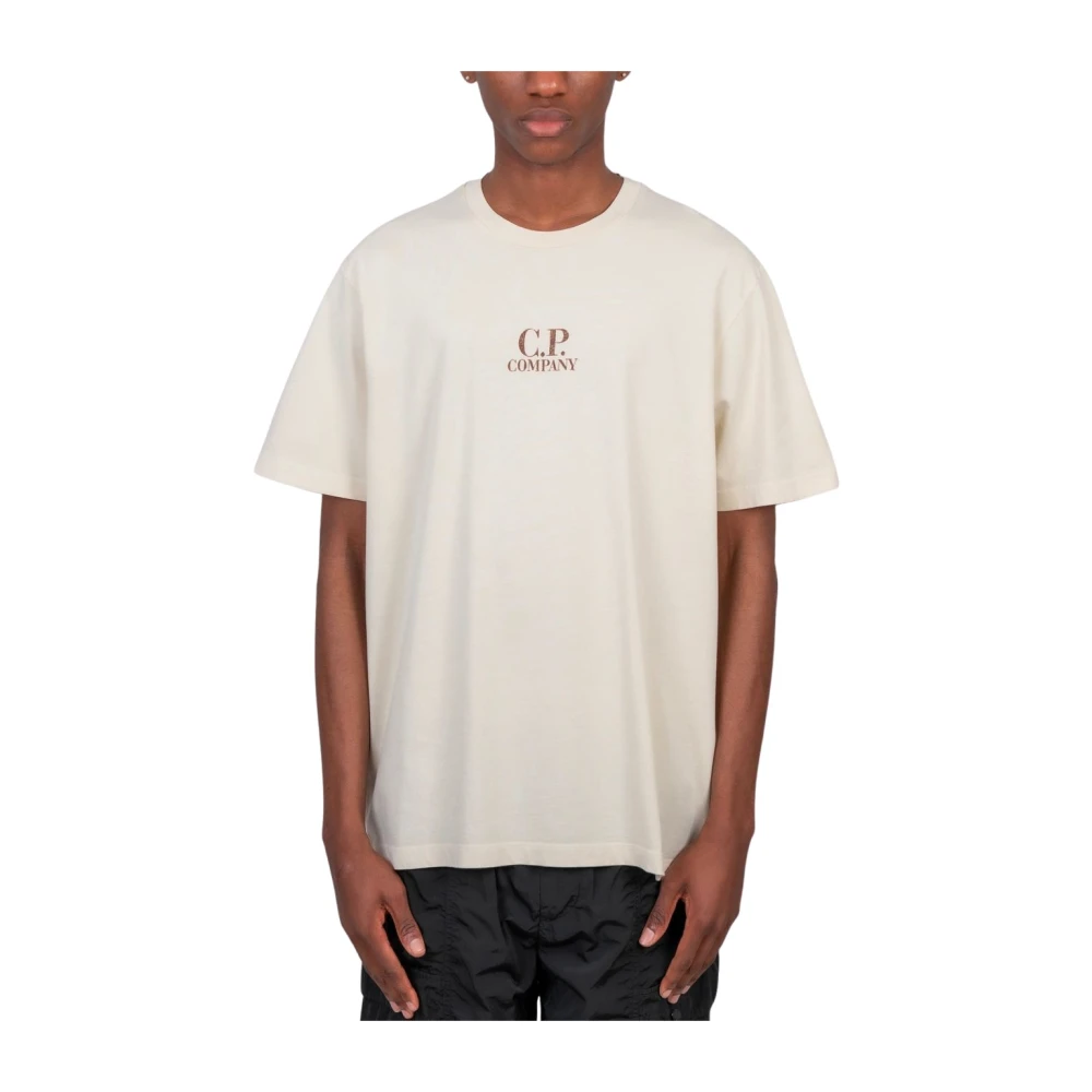 C.p. Company Men's Beige Ribbed Crewneck T-Shirt - T-Shirts - Xl - Tops