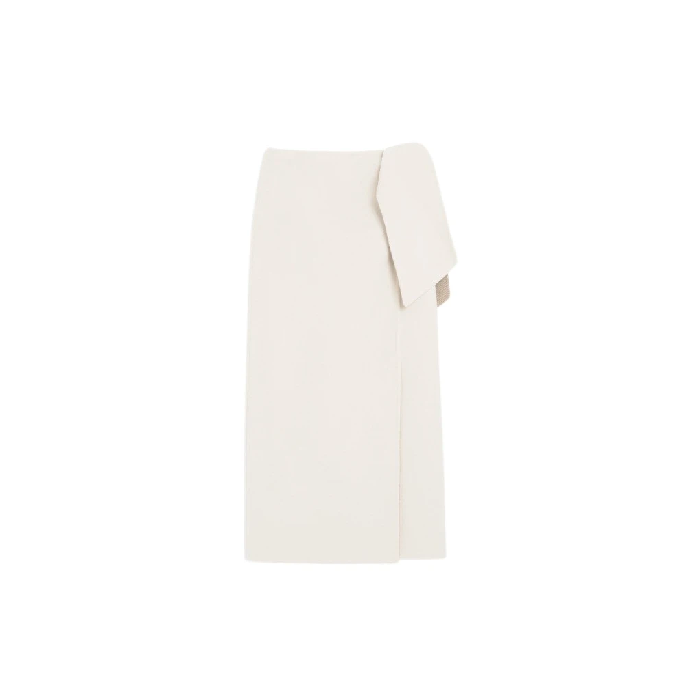 Max Mara Winter Wollen Asymmetrische Rok Beige Dames