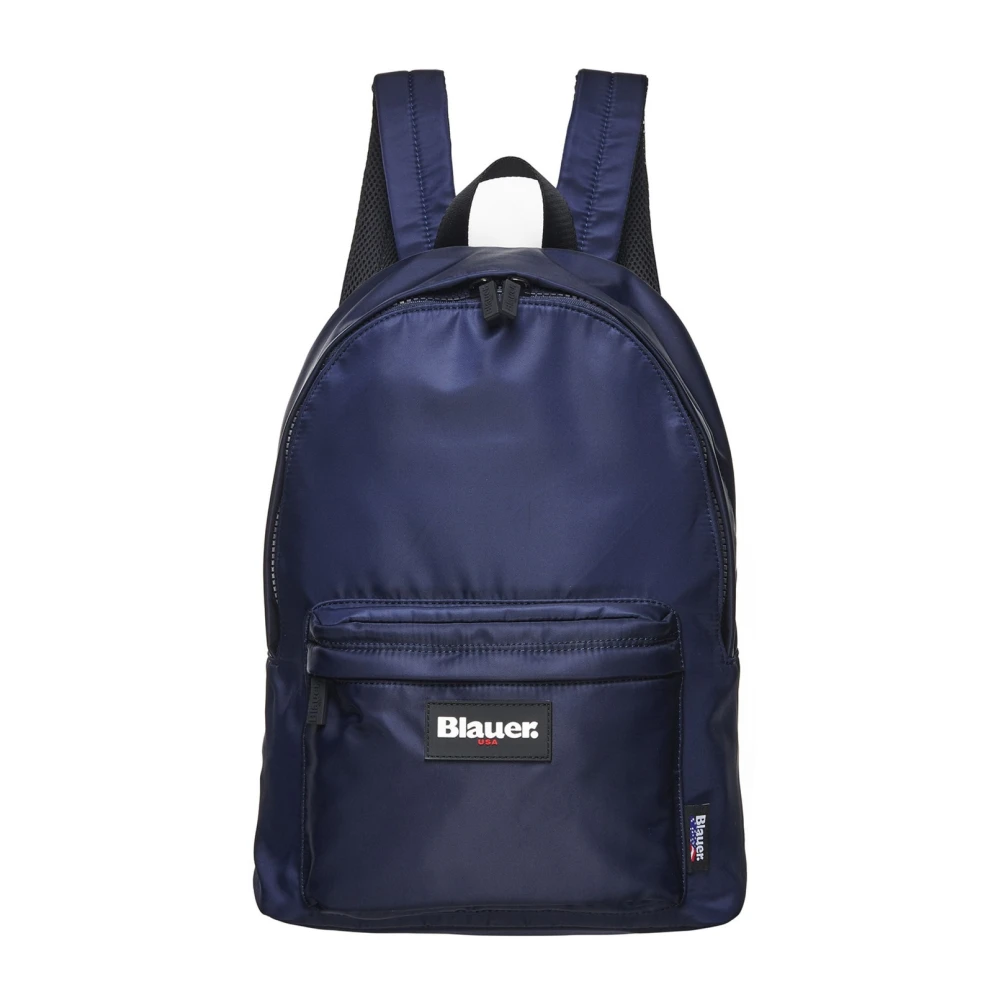 Blauer Mannelijk Blauw Tassen Heren, One Size, Nylon, Nylon Rugzak Met Dubbele Ritssluiting