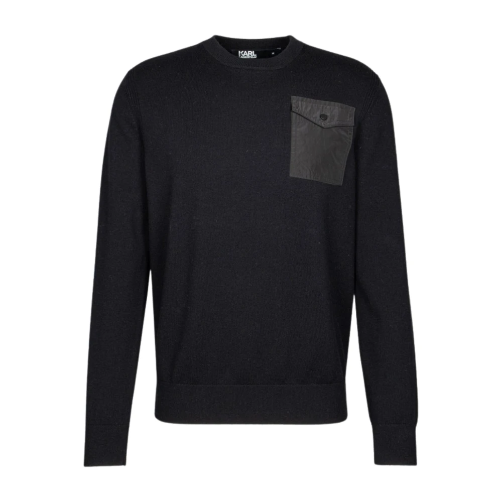 Karl Lagerfeld Punt gebreide crewneck 655042-544305 Black Heren