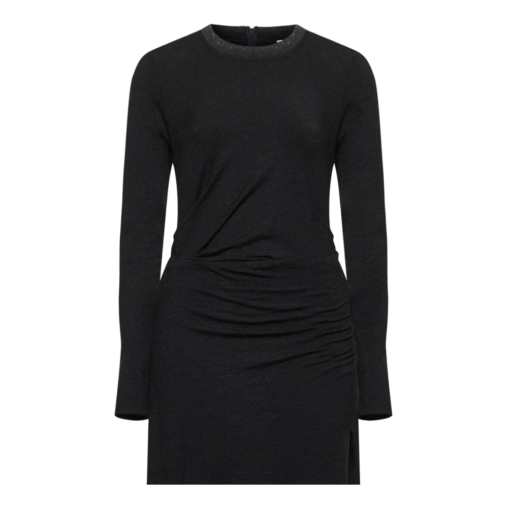BRUNELLO CUCINELLI Zwarte Wollen Jersey Gebreide Lange Jurk Black Dames