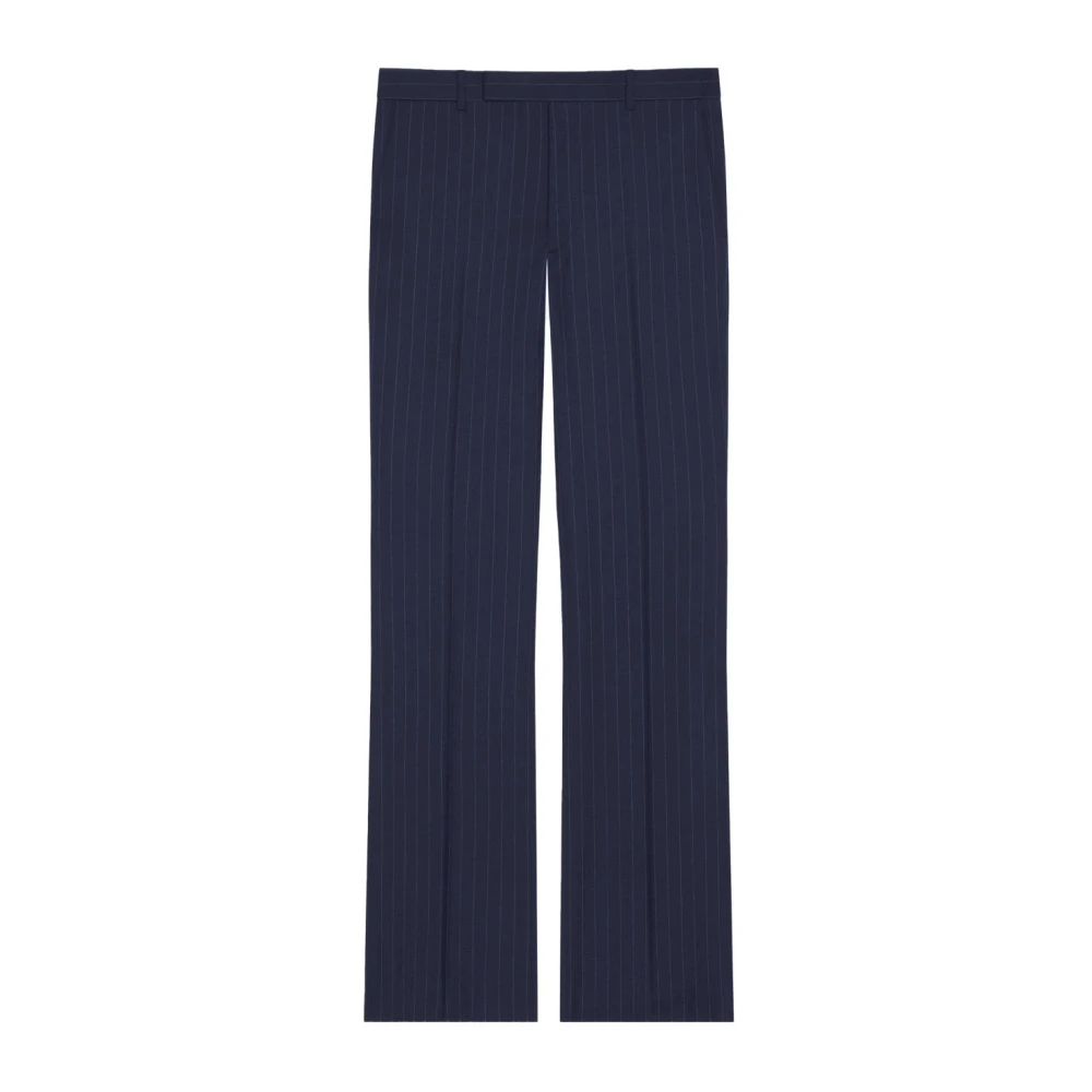 Givenchy Virgin Wool Straight Leg Trousers Blue Heren